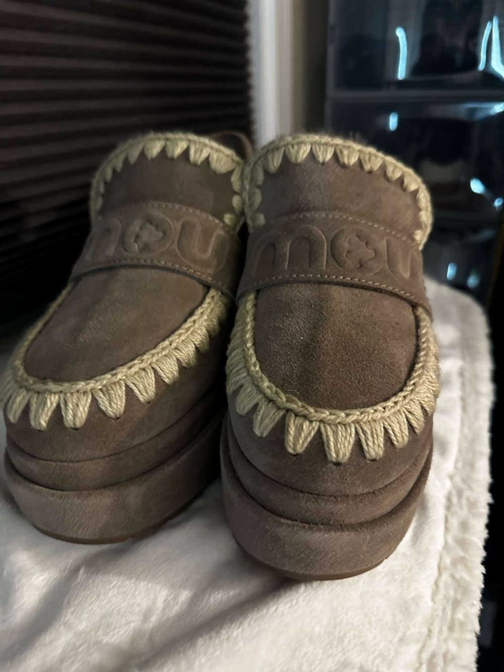 NEW MOU women's platform suede loafer in elephant grey - Picture 7 of 10